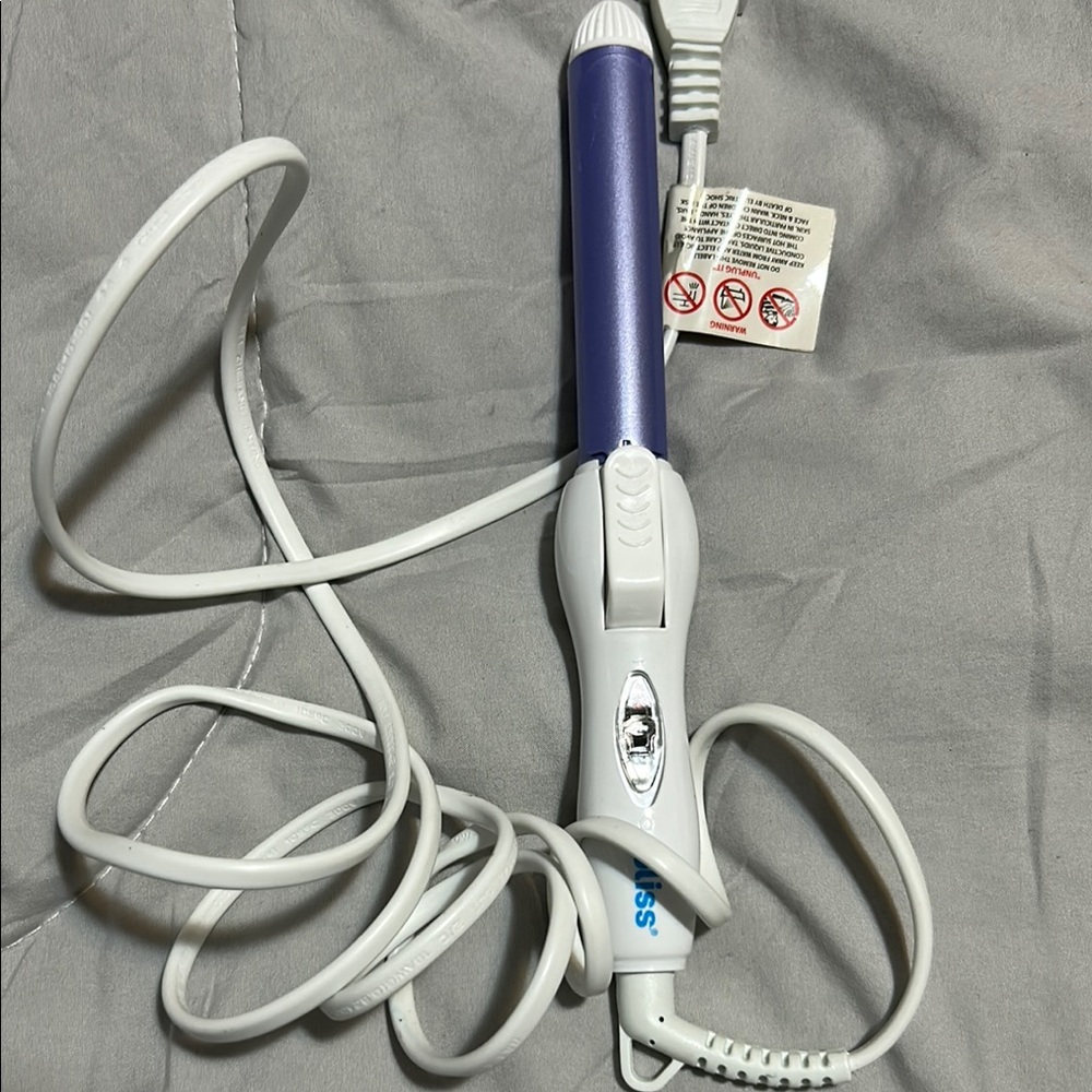 White and Blue Curling Iron
